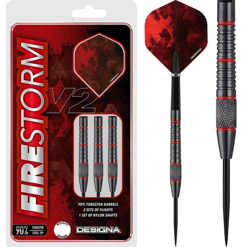 Darts - Designa - Firestorm V2 - Knurled - Black - 23g