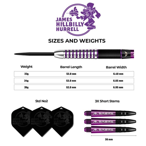 Darts - Mission - James Hurrell Darts - Hillbilly - Black & Purple