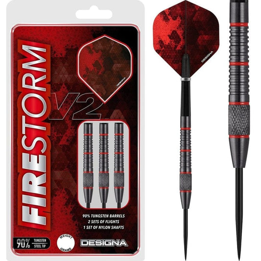 Darts - Designa - Firestorm V2 - Knurled - Black - 23g