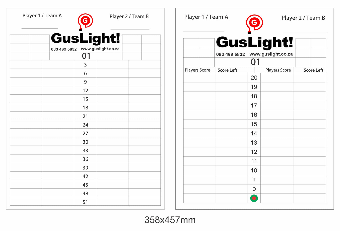 Dartboards - Gus Lights - Score Board